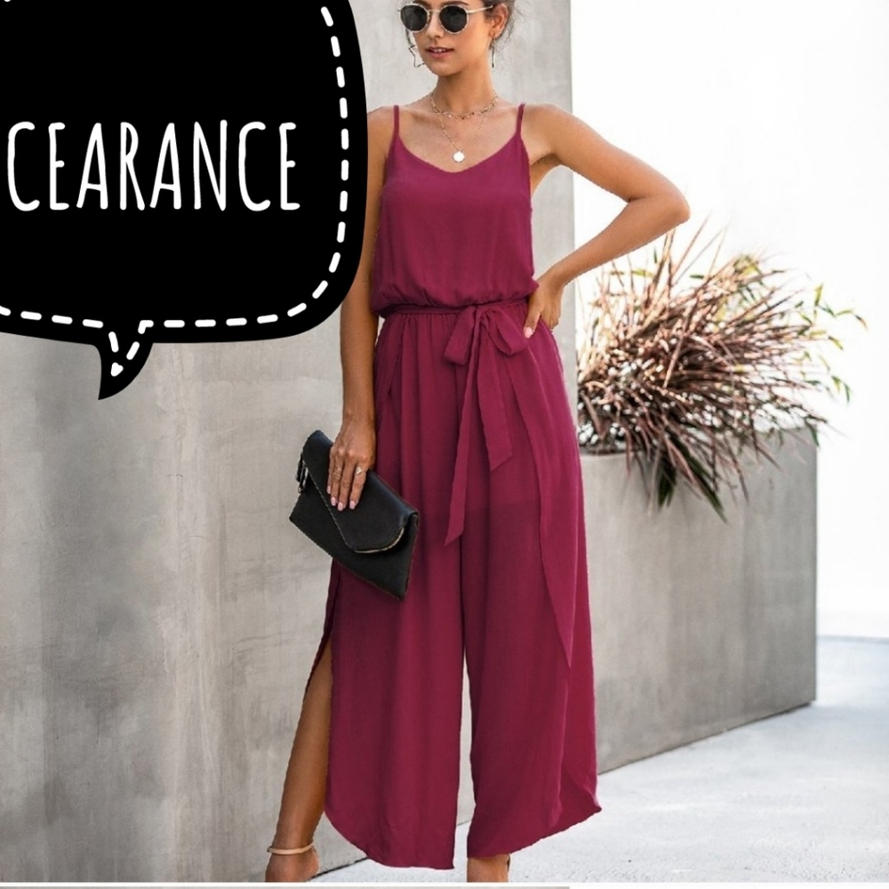 CLEARANCE NEW EMPIRE WAIST SPAGHETTI STRAP JUMPSUIT PANTS
